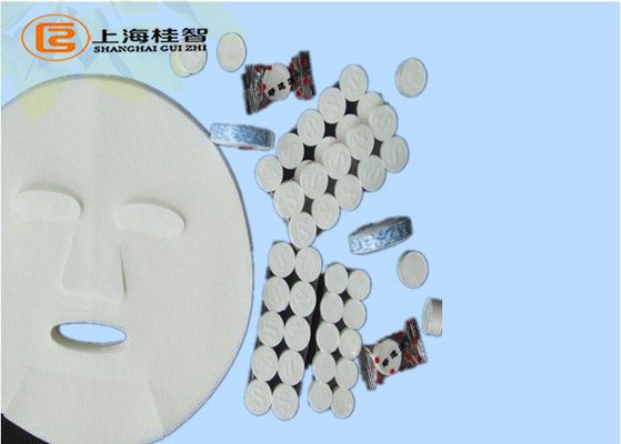 Folha 100% facial da máscara da máscara higiênica do papel comprimido de rayon 45GSM no branco