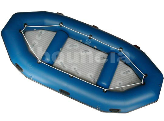Barco azul transportar de rio com o barco inflável inflável do assoalho/jangada