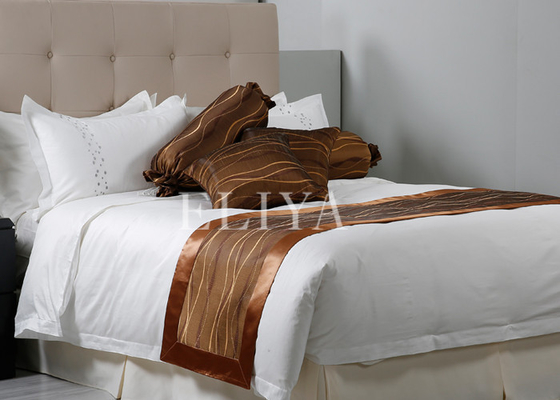 Roupa de cama brilhante do hotel do tamanho moderno do dobro do bordado com fio 100% de algodão