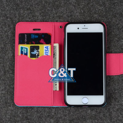 Caso protetor positivo de Iphone 6 de couro magros, titular do cartão do crédito de livro do suporte da carteira