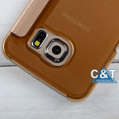 Tampa protetora de couro à prova de choque do plutônio da aleta original da janela da vista, casos da borda de Samsung S6