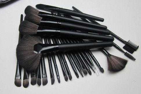 Cabra sintética cosmética de madeira preta dos grupos de escova 24PCS para mulheres