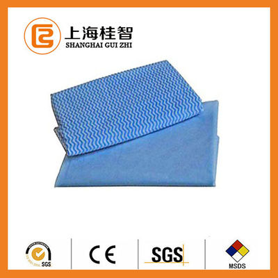 Linha azul não tecida química absorvente teste padrão da onda de pano de limpeza da ligação do quadrado